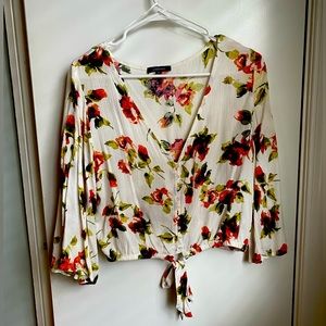 Rose crop top button-up blouse